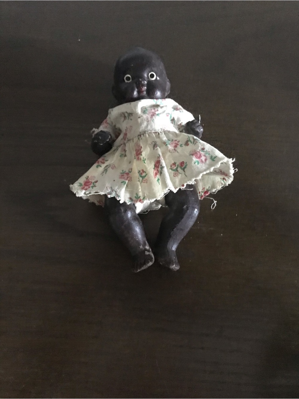 Vintage Americana Black African Folk Art Jointed Baby Doll 6”